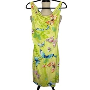 Y2K Green Butterfly Print Sleeveless Dress